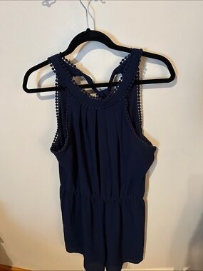 Women's Navy Sleeveless Romper
